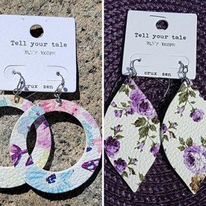 Bundle! Floral Leatherette Earrings